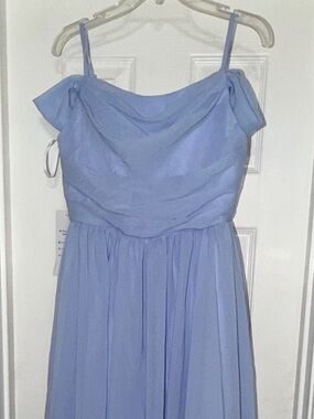 Girl’s Blue Off The Shoulder Chiffon Easter Jr Bridesmaid Maxi Dress
